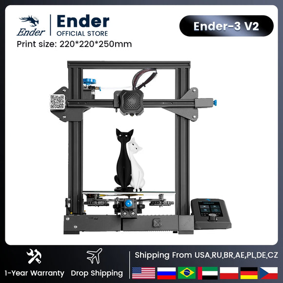 Creality 3D Printer Kits Ender-3 V2 3d Printers With Slilent Mianboard TMC2208 UI&4.3Inch Color Lcd Carborundum Glass Bed